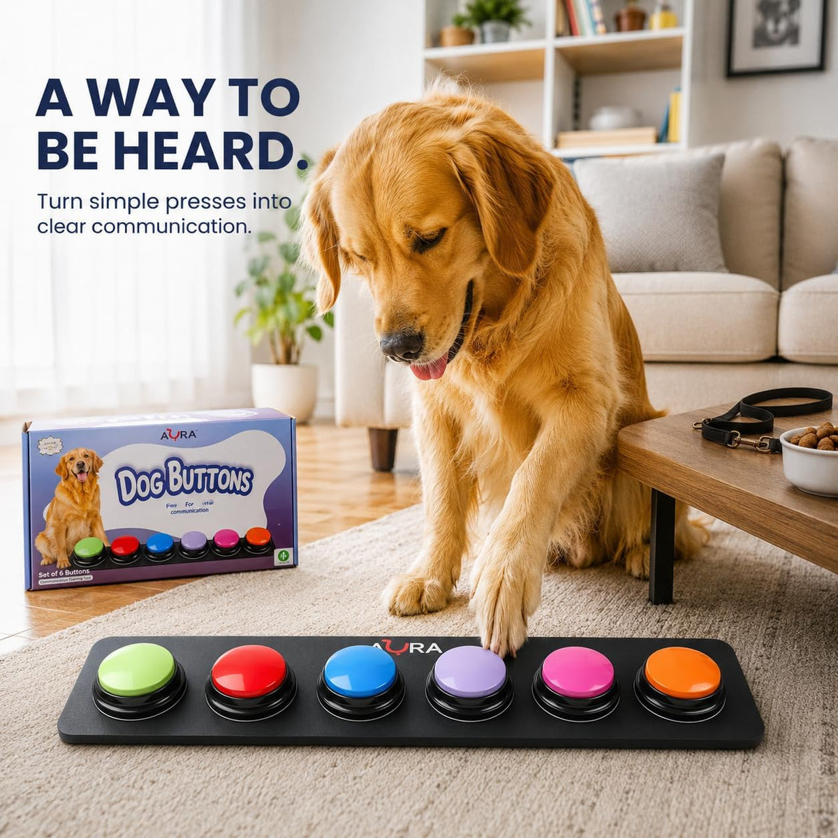 A-URA Dog Buttons for Communication, Recordable Dog Talking Buttons (6 PC)