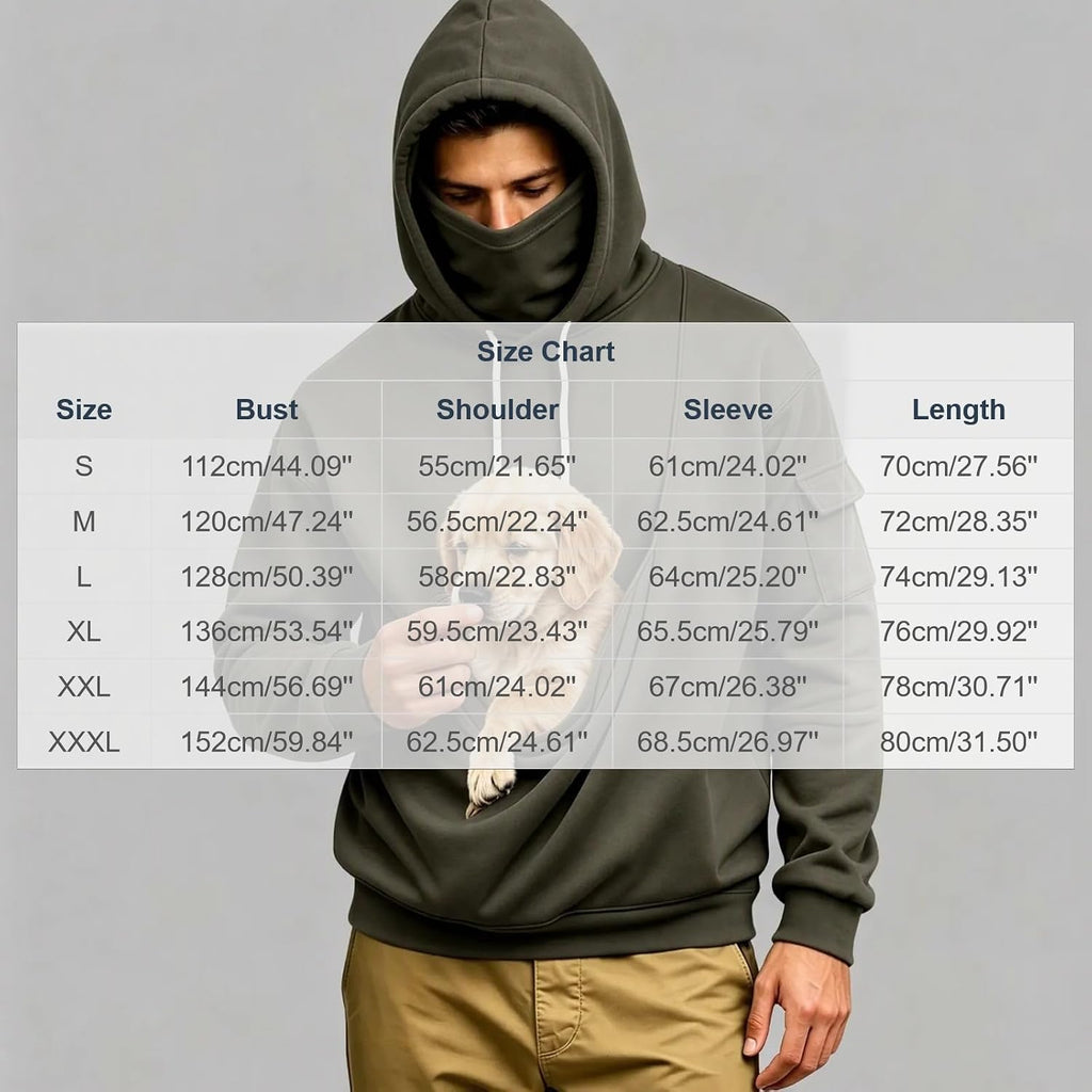 Pet Pouch Hoodie Dog Cat Carrier Sweatshirt with Built-in Face Mask