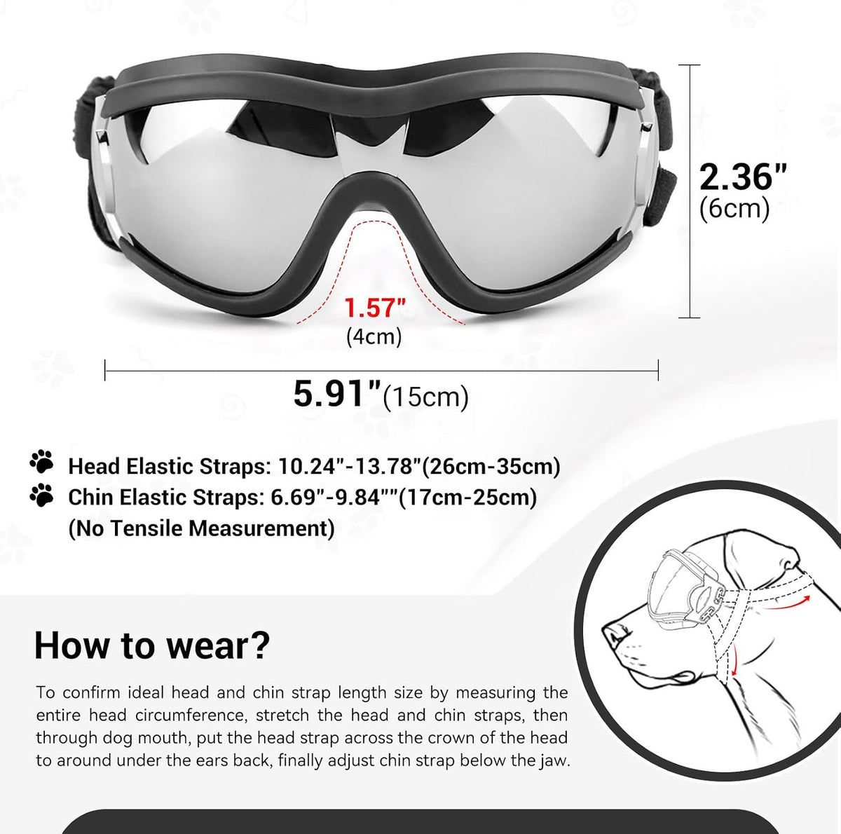 Large Dog Sunglasses Eye Protection, UV Protection Pet Goggles for Dogs Medium to Large Breed, Driving Glasses for Dogs 