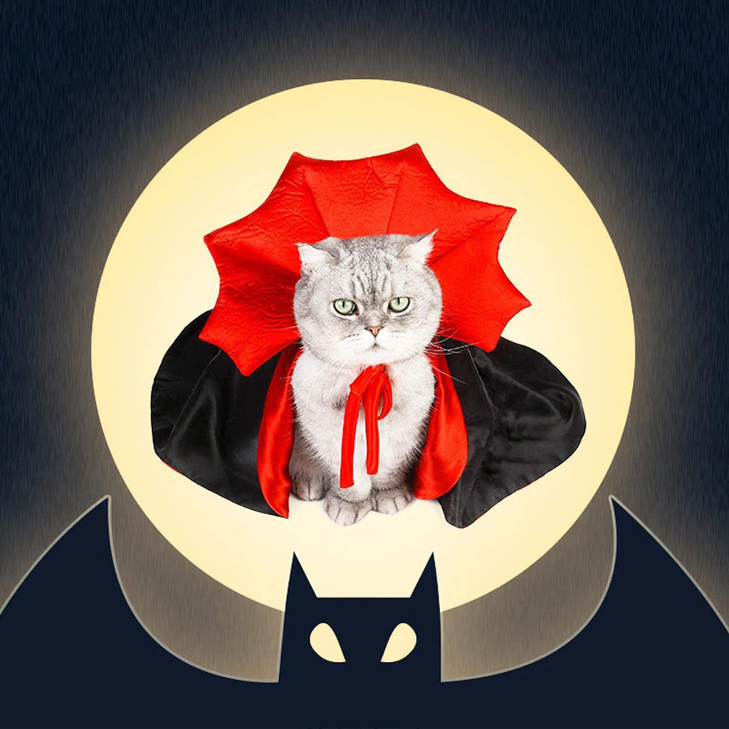 Pet Halloween Vampire Baron Cloak, Festival Cosplay Robe, Pet Halloween Costume Clothes Suit for Medium and Large Cats a
