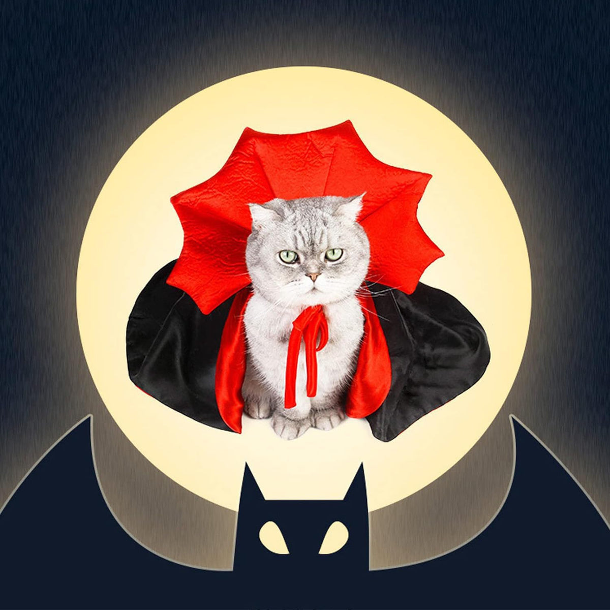 Pet Halloween Vampire Baron Cloak, Festival Cosplay Robe, Pet Halloween Costume Clothes Suit for Medium and Large Cats a