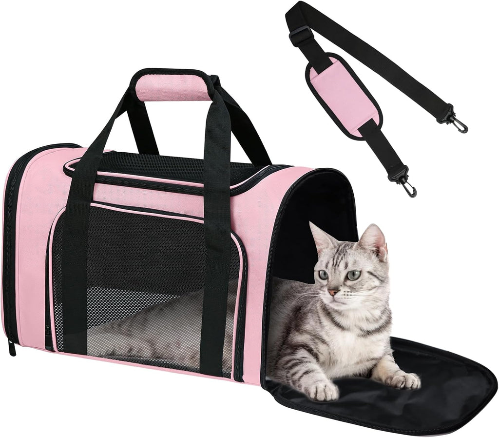 Large Cat Carrier Soft Up to 28 Lbs, Breathable Pet Bag with Steel Frame
