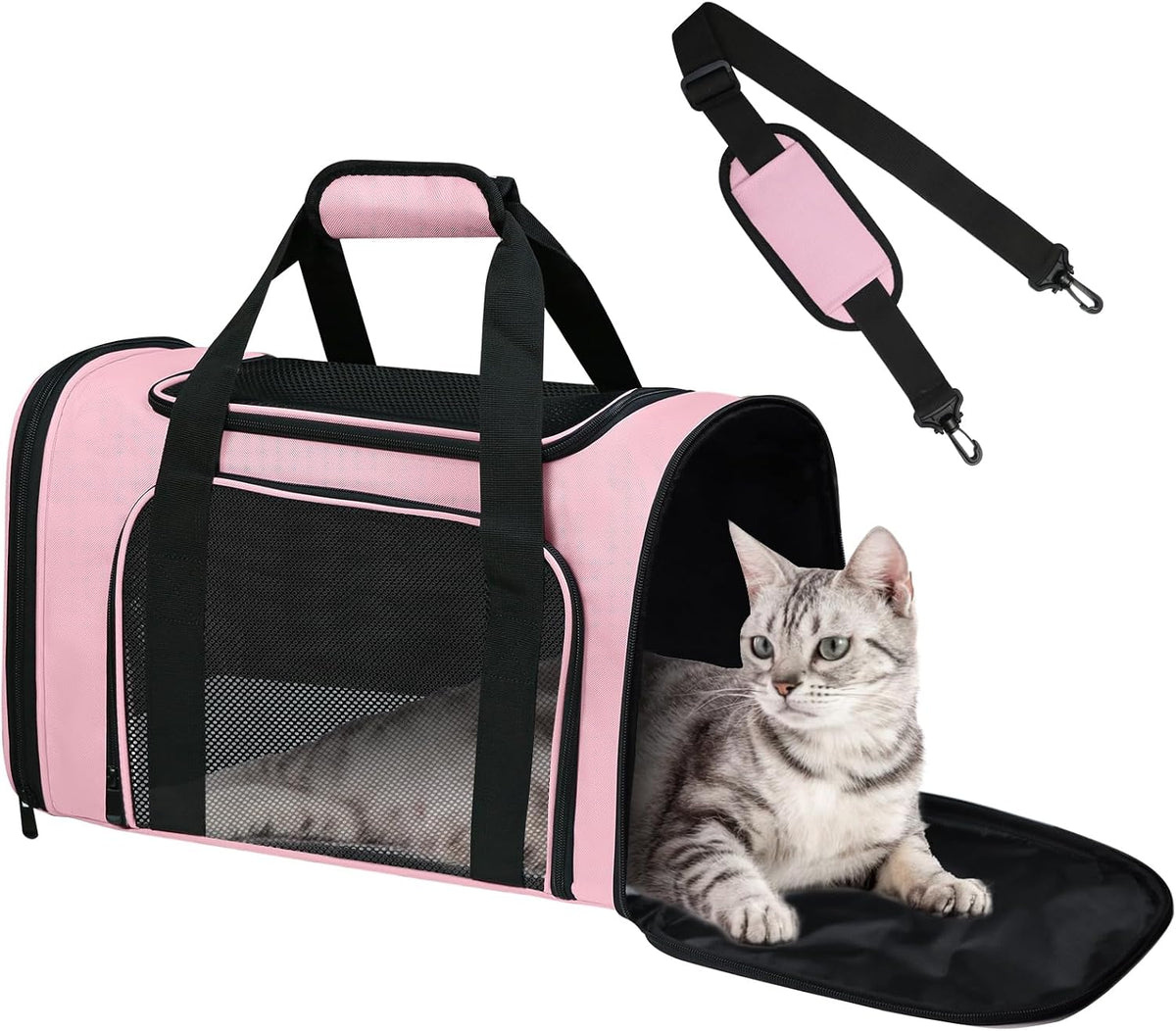 Large Cat Carrier Soft Up to 28 Lbs, Breathable Pet Bag with Steel Frame