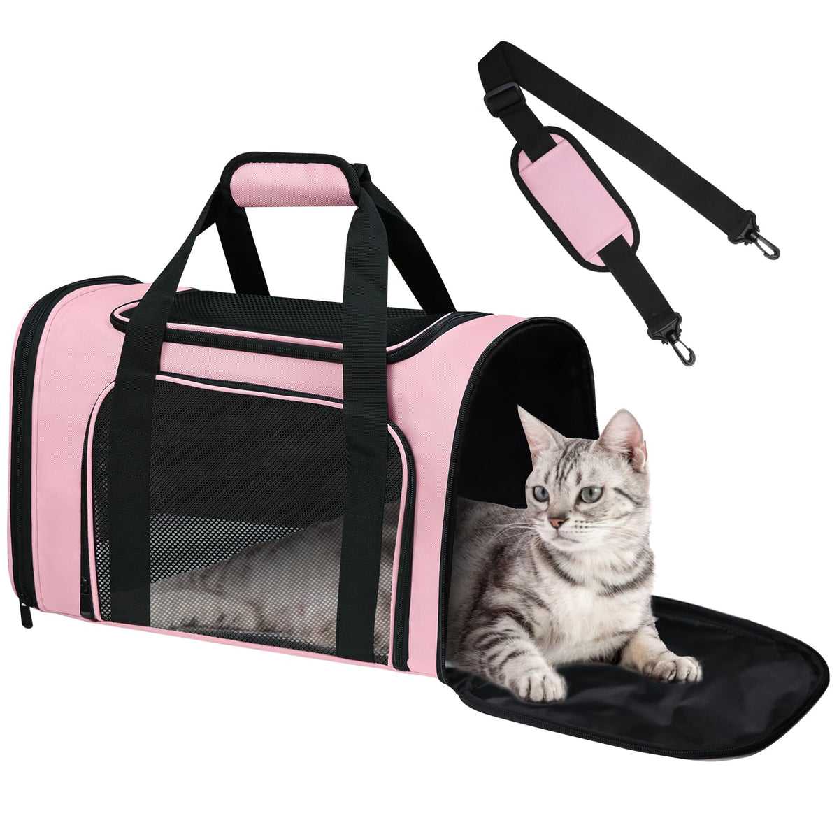 Cat Carrier Soft Up to 16 Lbs, Breathable Pet Travel Bag with Steel Frame