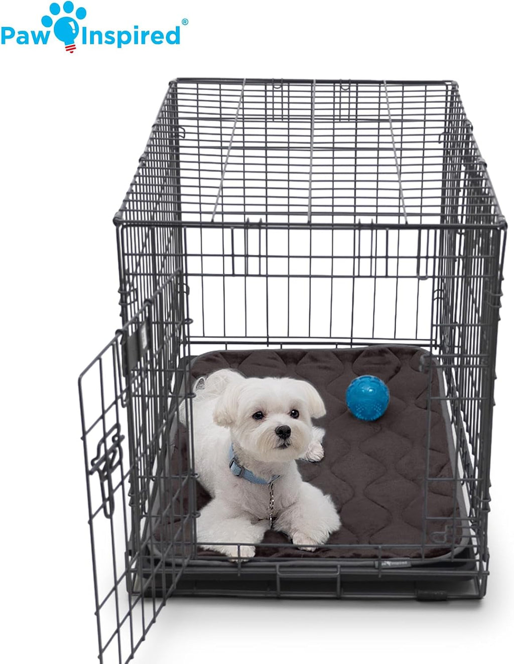 Paw Inspired Washable Padded Crate Mats for Dogs, Gray, 29x18 Inch