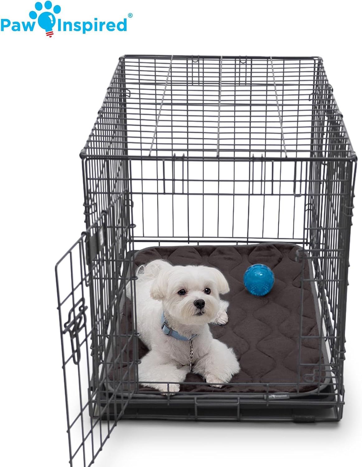 Paw Inspired Washable Padded Crate Mats for Dogs, Gray, 29x18 Inch