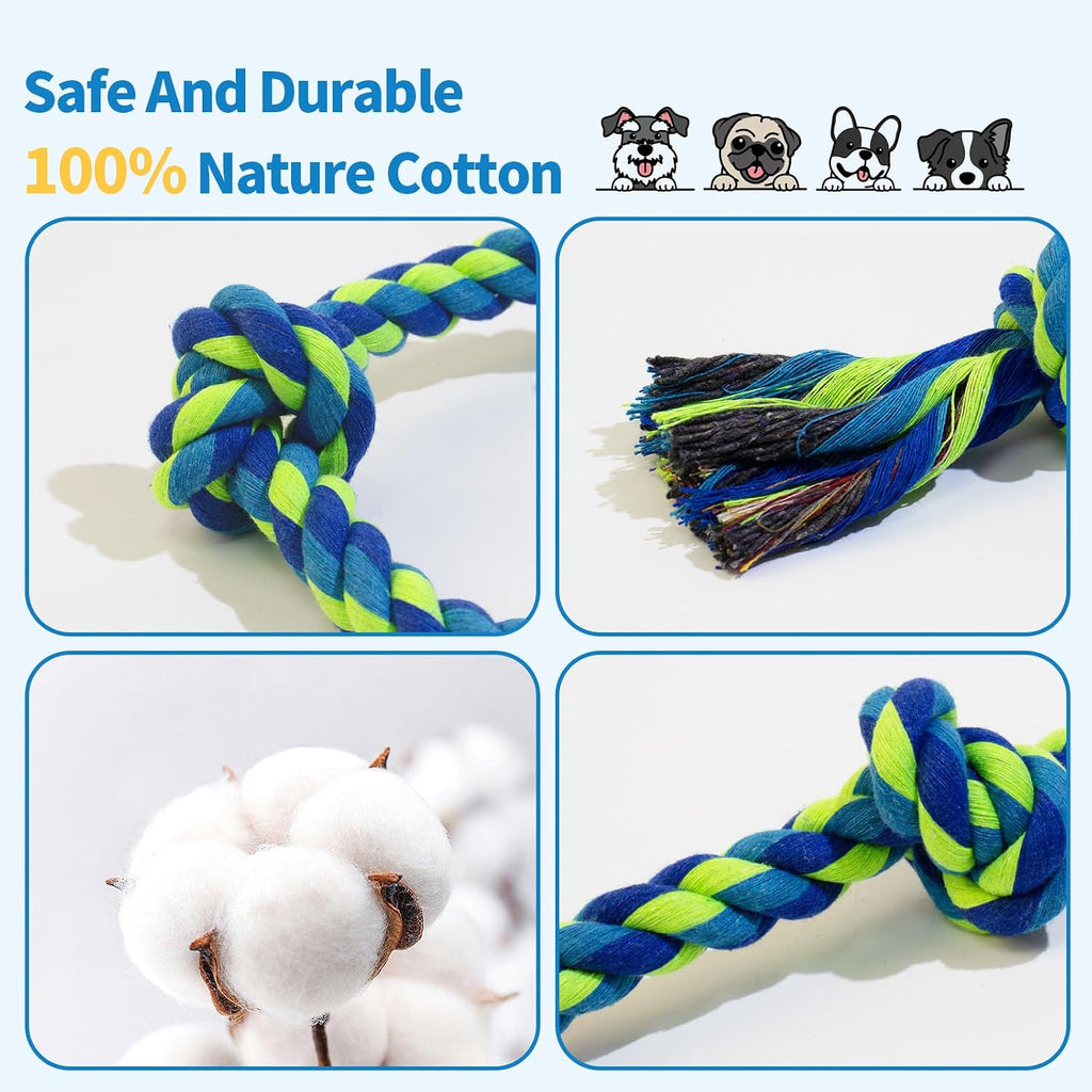 WDZZHOT [2 Pack] Dog Rope Toys, Dog Chew Toy for Medium and Small Dogs, 3 Knots Heavy Duty Puppy Rope Toy, 100% Cotton T