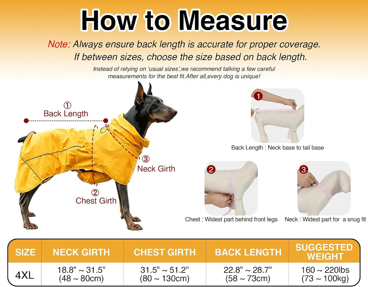 Skmeditec Dog Raincoat with Hood, Waterproof Puppy Rain Coat, Windproof Breathable Jacket with Mesh Lining, Outdoor Hiki