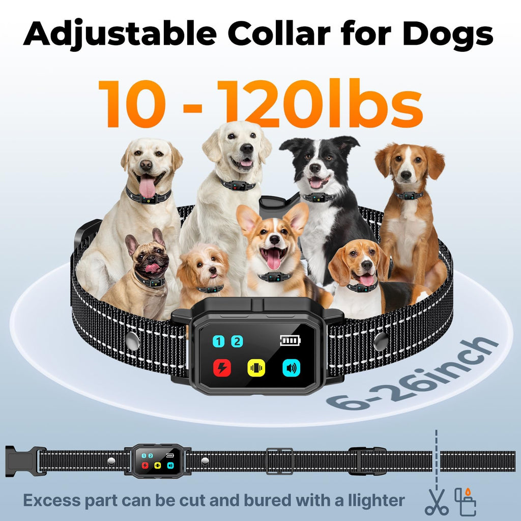 AI Dog Shock Collar 2 Dogs (10-120Lbs) - 3300FT Dog Training Collar with Remote, IPX7 Waterproof Collar with Beep, Vibration, Safe Shock for Large Medium Small Dogs, Keypad Lock and Flashing Light