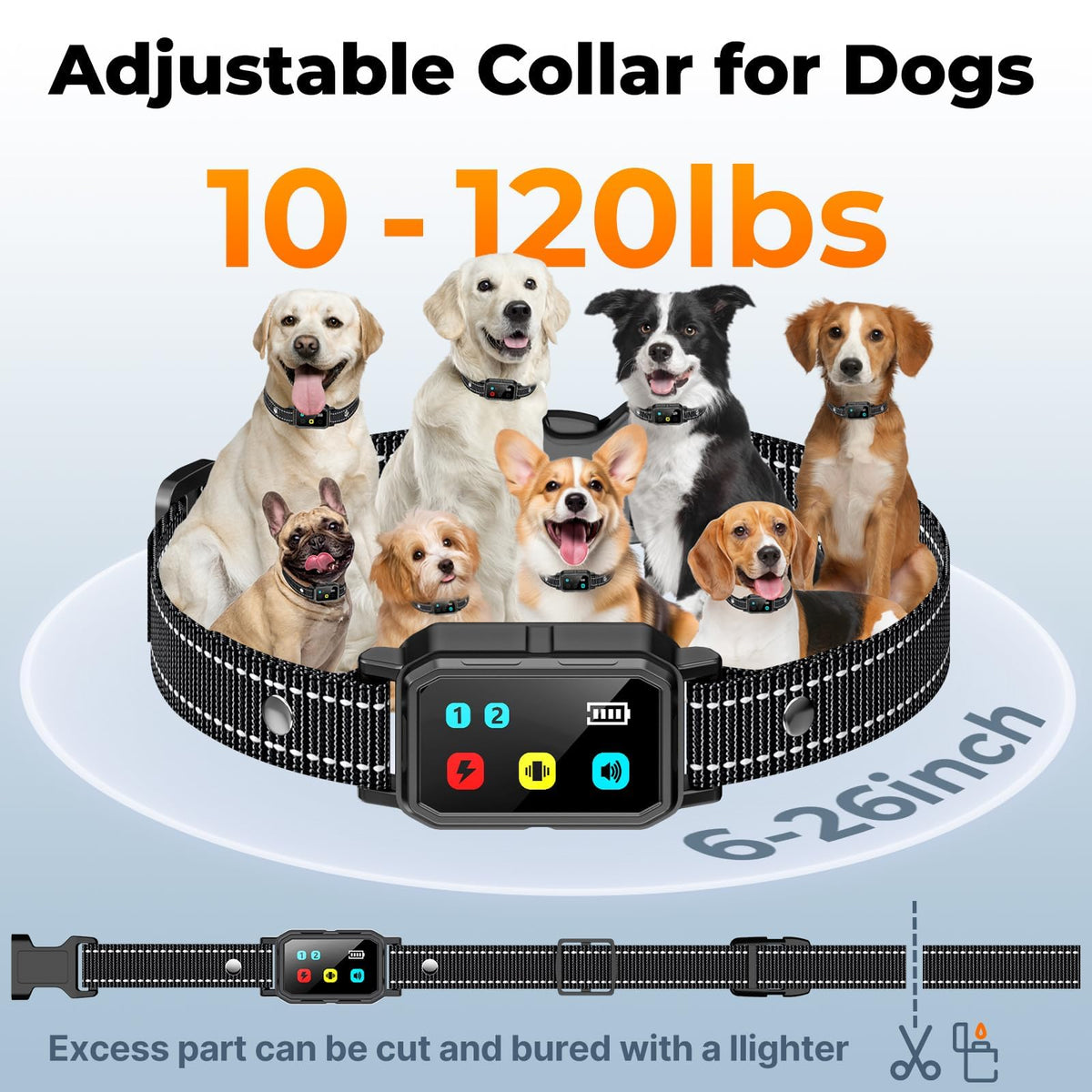 AI Dog Shock Collar 2 Dogs (10-120Lbs) - 3300FT Dog Training Collar with Remote, IPX7 Waterproof Collar with Beep, Vibration, Safe Shock for Large Medium Small Dogs, Keypad Lock and Flashing Light