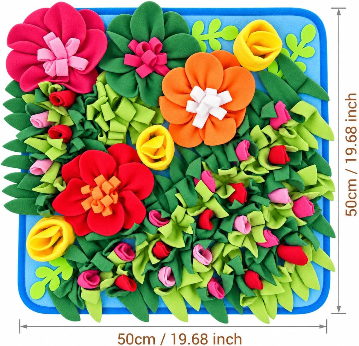 Dog Snuffle Mat, Slow Feeder & Foraging Puzzle Toy, 19.7in, Colorful