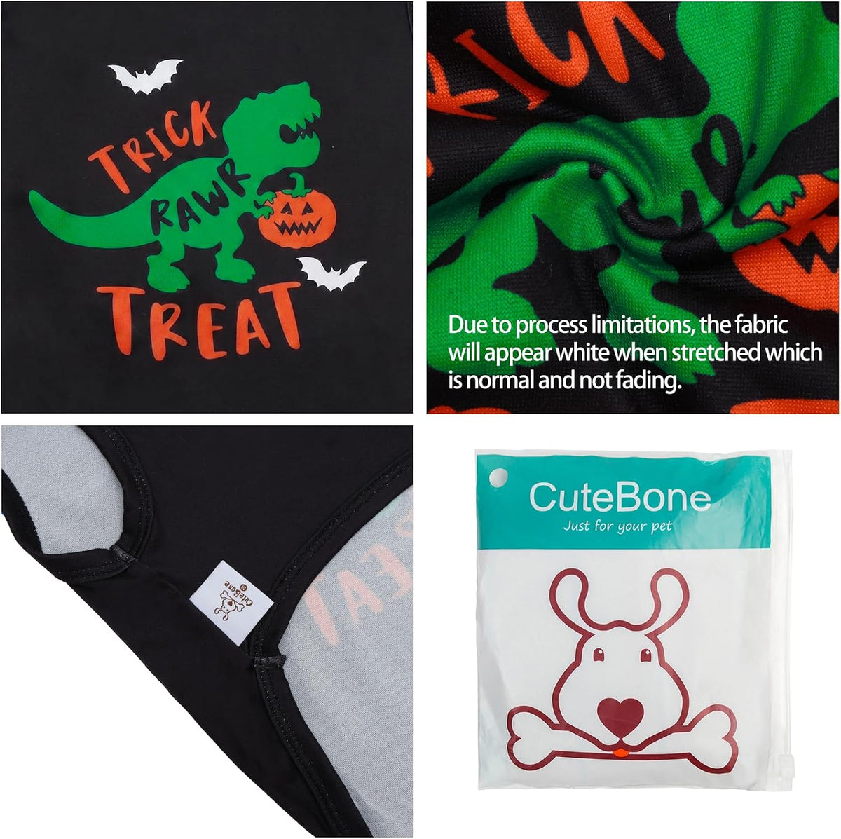 CuteBone Soft Halloween Dog Shirt Lightweight Small Puppy T-Shirts Pet Clothes Breathable Tee Vest Stretchy Outfit Cat A