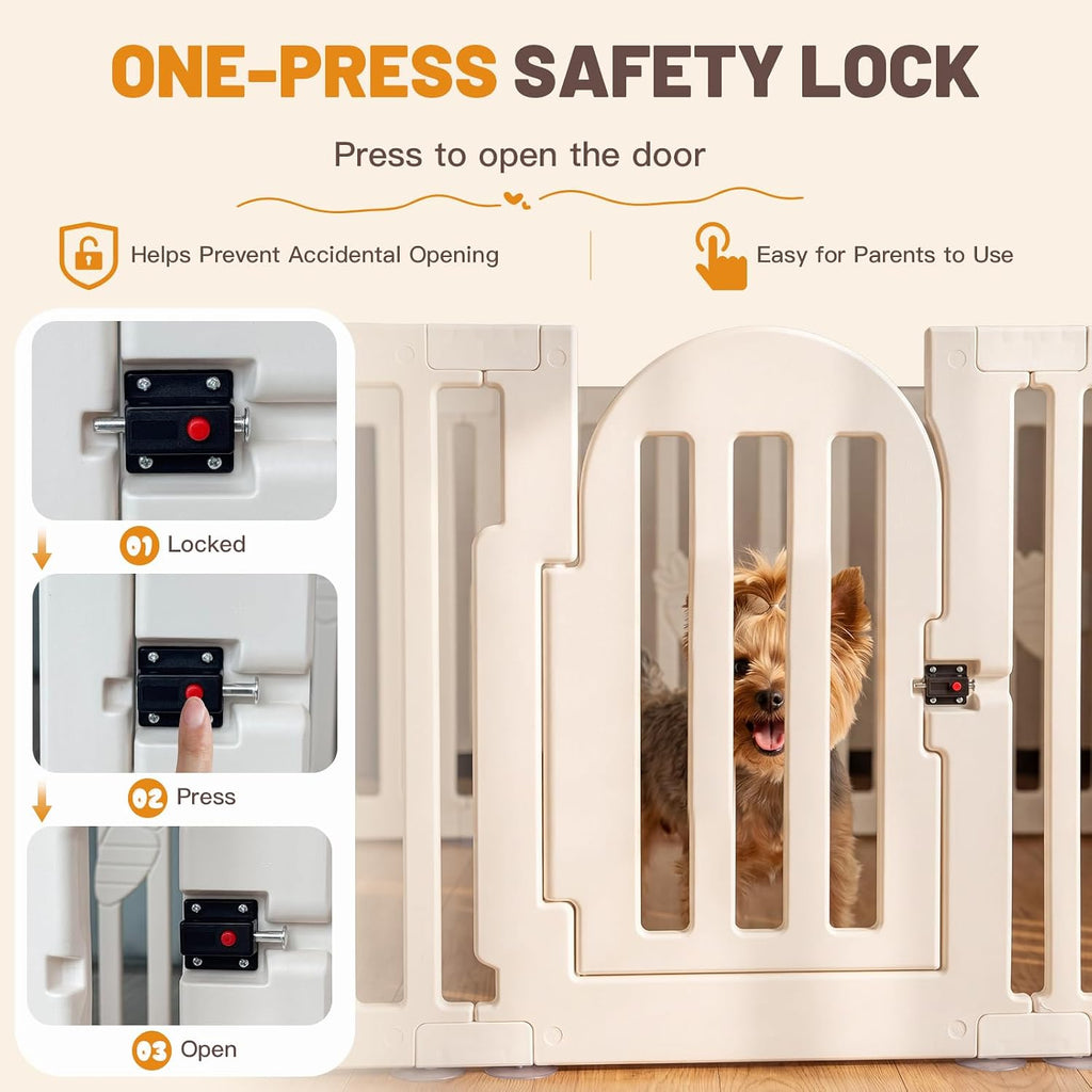 Dog Playpen Indoor with Door, 10-Panel 25.6" Tall Dog Play Pen, Easy-Assembly Plastic Puppy Playpen Fence for Dogs, Pet 