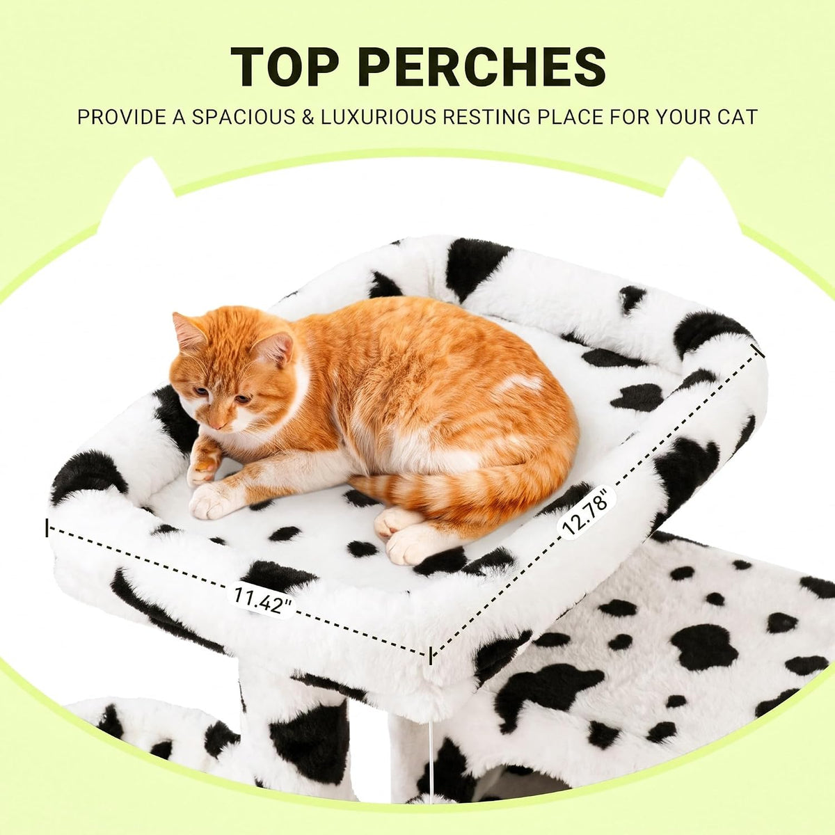 Allewie 64 Inches Multi-Level Cat Tree Tower for Indoor Cats, Cow Print