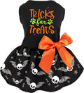 Halloween Dog Dress, Holiday Cat Cotton Outfits Skull Skirt for Small Boys and Girls Puppies Pets Doggie