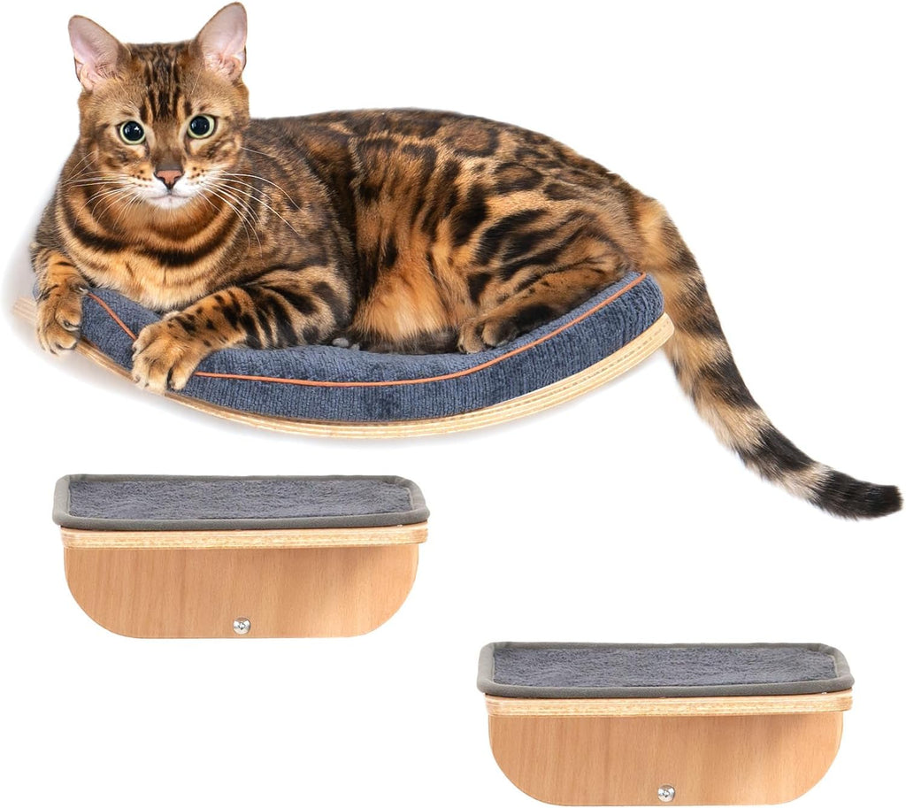 Cat Wall Shelves for Cat Wall Steps, Perch, Ladder, Wooden Floating Modern Mounted Space Saving Furniture with Scratchin