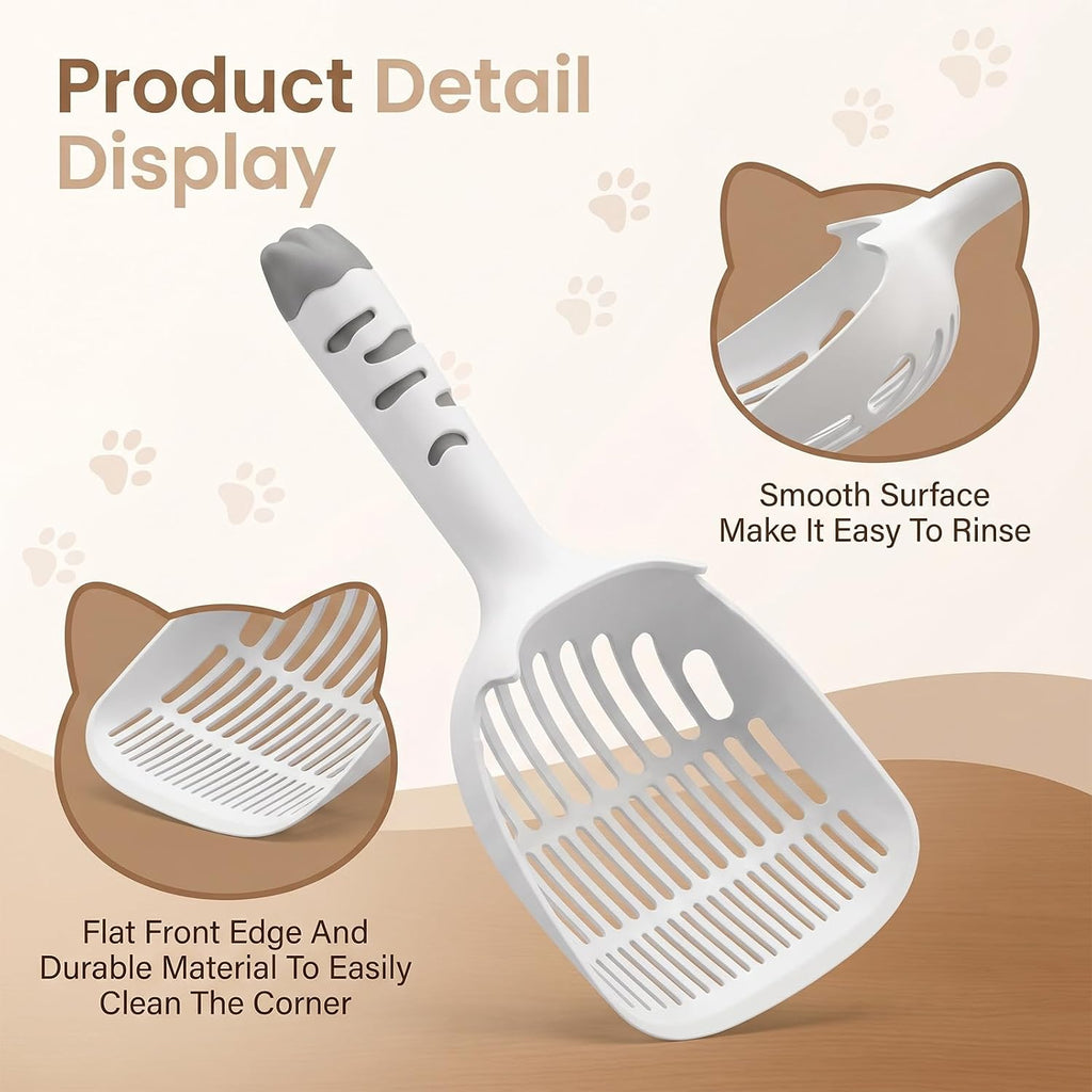 Lndip Cat Litter Scoop Plastic Kitty Poop Collector 3-Layer Mesh Design