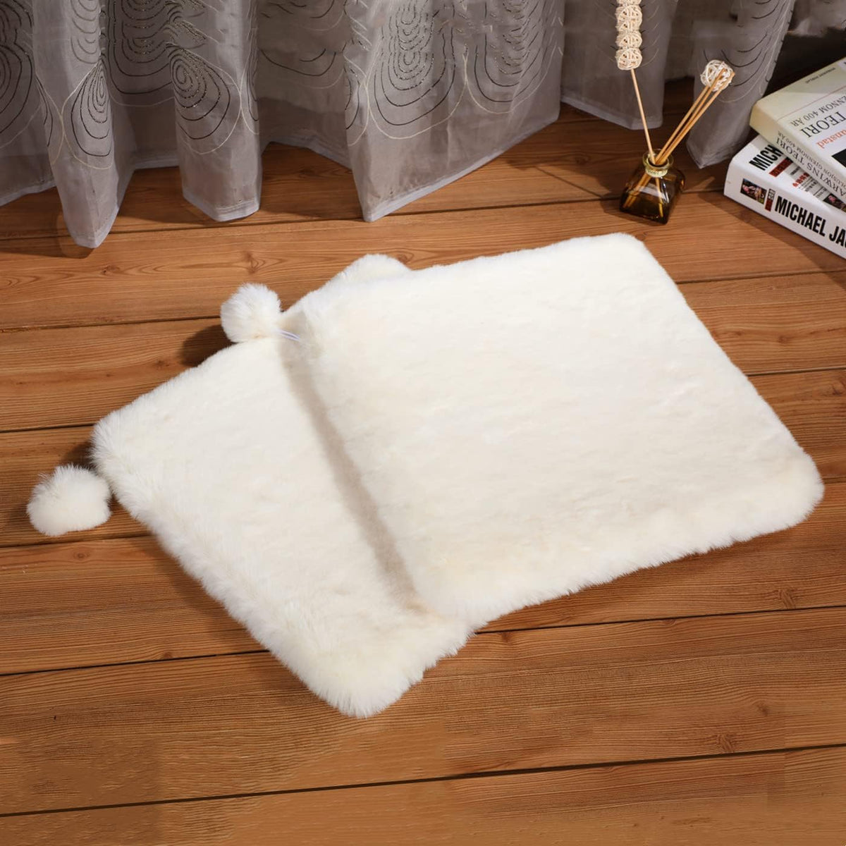 SHENGOCASE 2-Pack 10"x14" Rectangular Faux Rabbit Fur Cat Dog Bed Cushion Pad Mat, Cat Tree Tower Replacement Cushion Pa