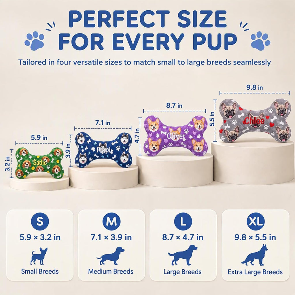 Personalized dog bone toy, embroidered pet name plush stuffed gift