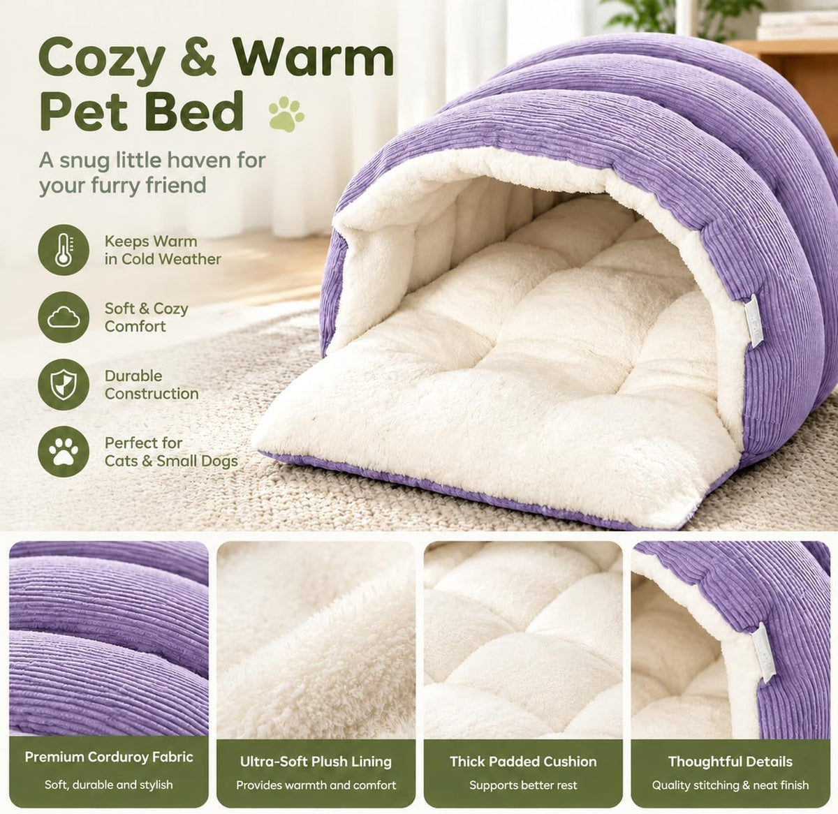 Indoor Dog House, Dog Cave for Small & Medium Dogs