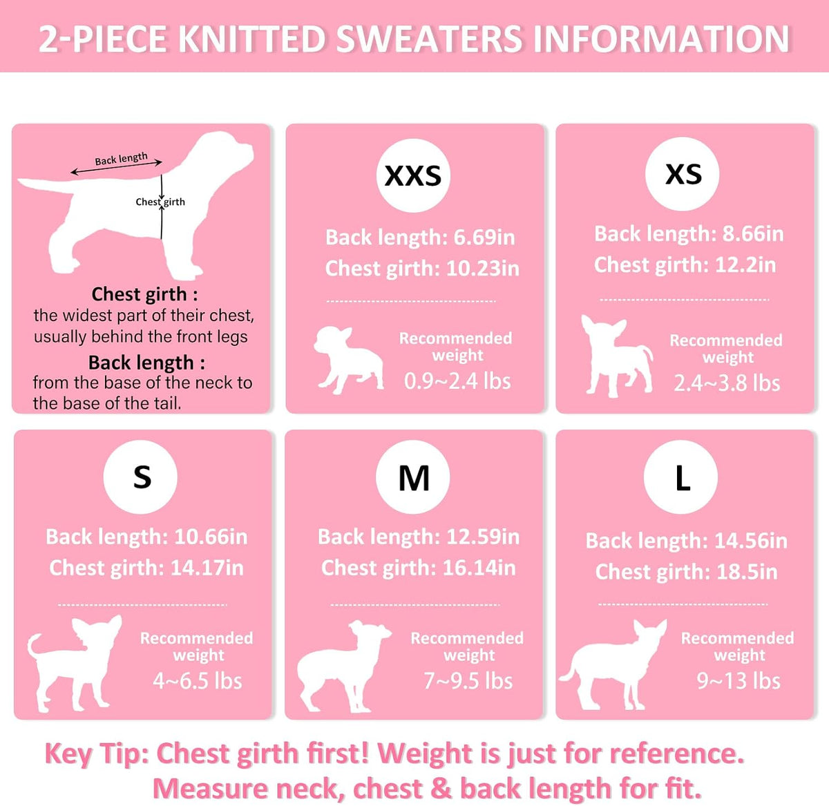 XXS Dog Sweater, 2 Pieces Turtleneck Knitted Chihuahua Sweater