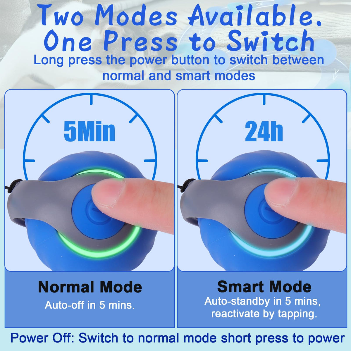 BABORUI Interactive Cat Toy Ball - Automatic Interactive Cat Toys for Indoor Cats with 3 Tails, 2 Speeds Rechargeable Cat Enrichment Toys for Small/Medium/Large Cats to Keep Them Busy(Blue)