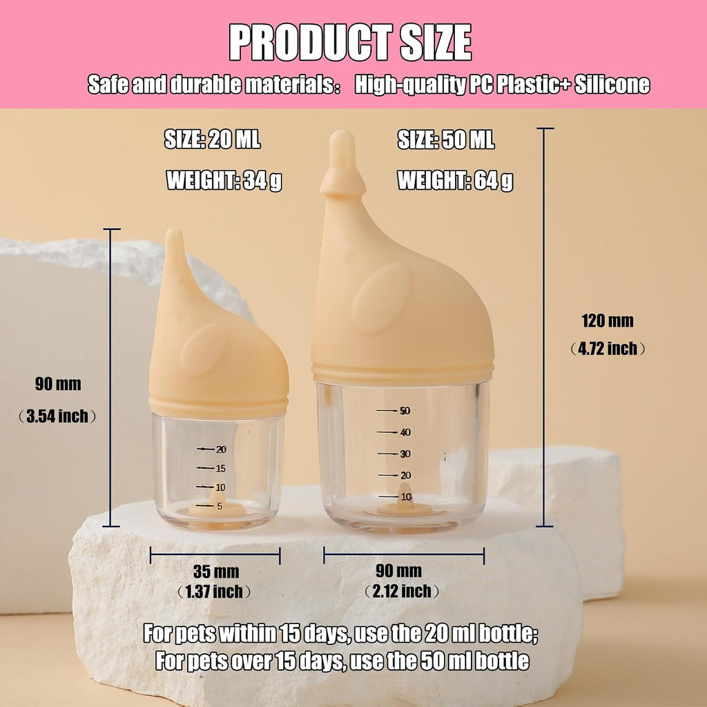 Kitten Bottle Feeding Kit for Nursing, Milk Bottles for Feeding Newborn Puppies,Anti-chocking Design with 3pcs Replaceab