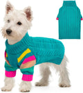 Small Dog Sweater, Turtleneck Pullover With Sleeves, Green S