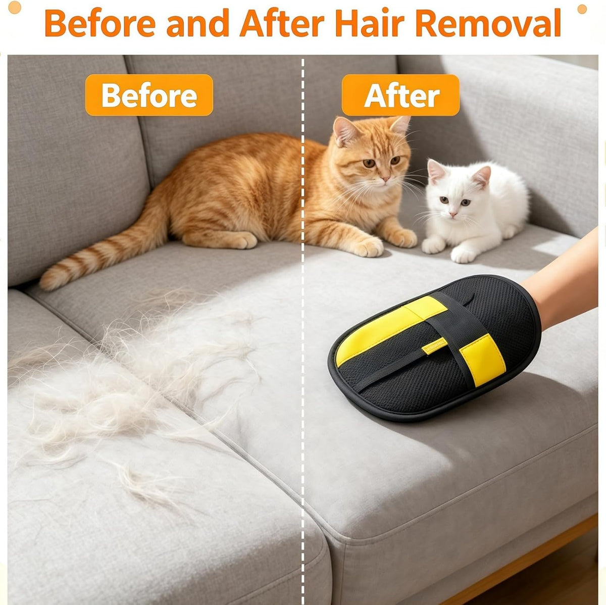 Pet Hair Removal Glove, Reusable Washable Pet Grooming Gloves (2pcs)