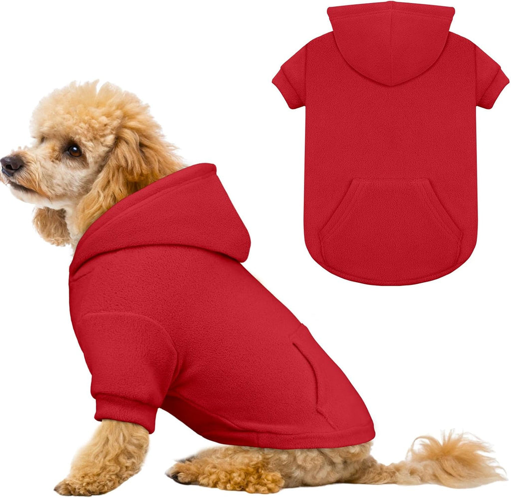Extra Small Dog Sweater,Dog Hoodie,Warm Fleece Sweatshirt with Hood & Pocket,Leash Hole,Cozy Cold Weather Cat Pet Clothe