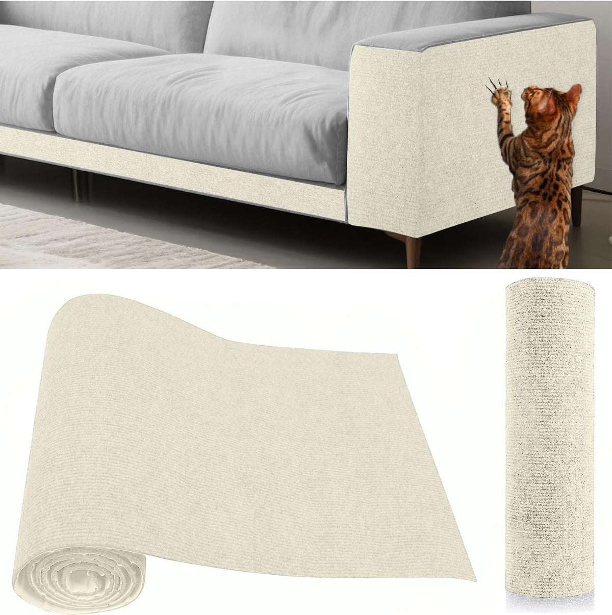 Cat Scratch Furniture Protector Couch Protector from cat Claws Self-Adhesive Carpet remnants Scratching Mat Trimmable DI