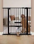 Babelio 36" Tall Pet Gate with Cat Door, CatPrivilege II, 29-40", Black