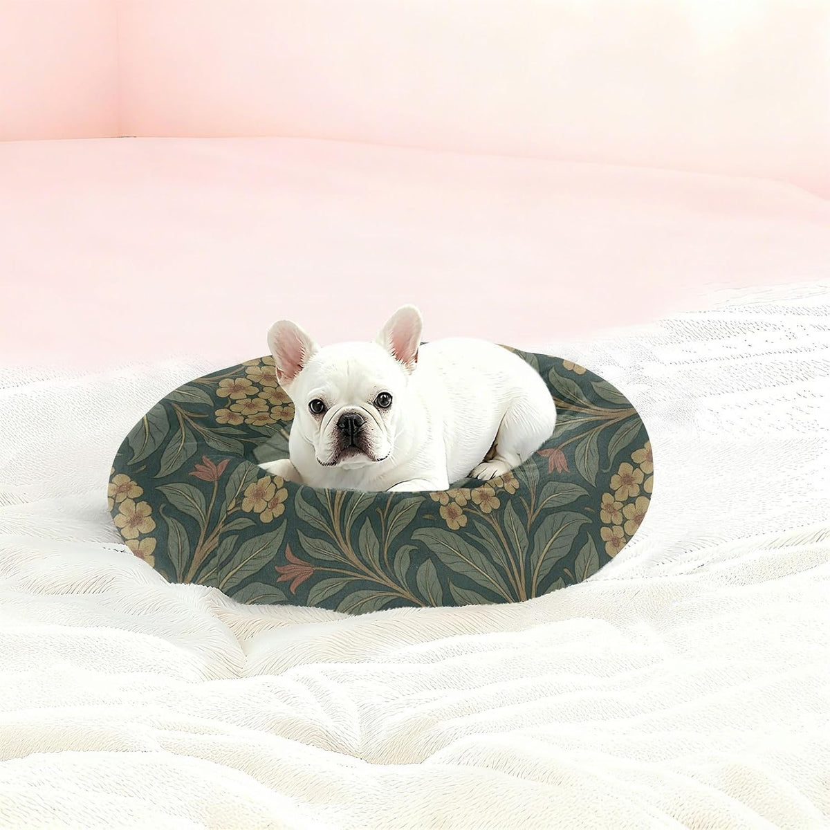 William Morris Euphorbia Pattern Pet Dog Beds Relieve Stress Dog Pillow Bed for Extra Small Size Pets Sleeping M