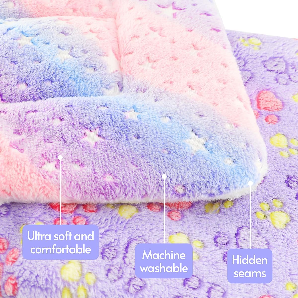 2 Pack Cat Blanket for Indoor Cat, Warm Calming Kitten Beds