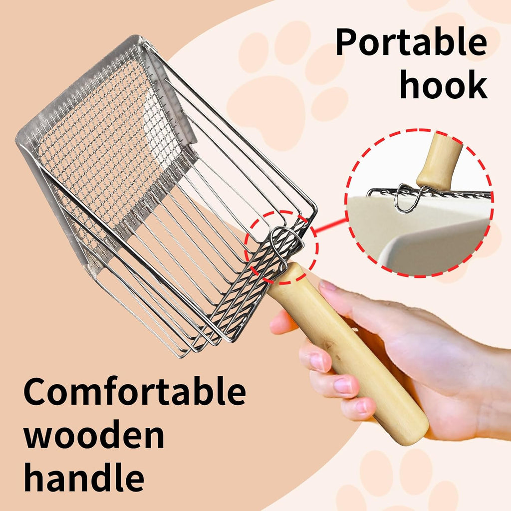 Cat Litter Scoop,Premium Kitty Shovel with Hook and Hole,Durable Heavy Duty