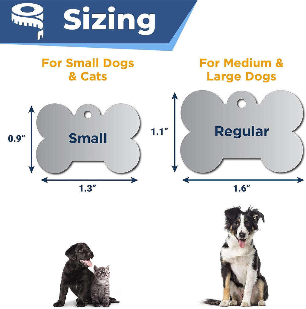 GoTags Personalized Steel Dog Tags - Engraved Bone Pet ID Tag with Paw