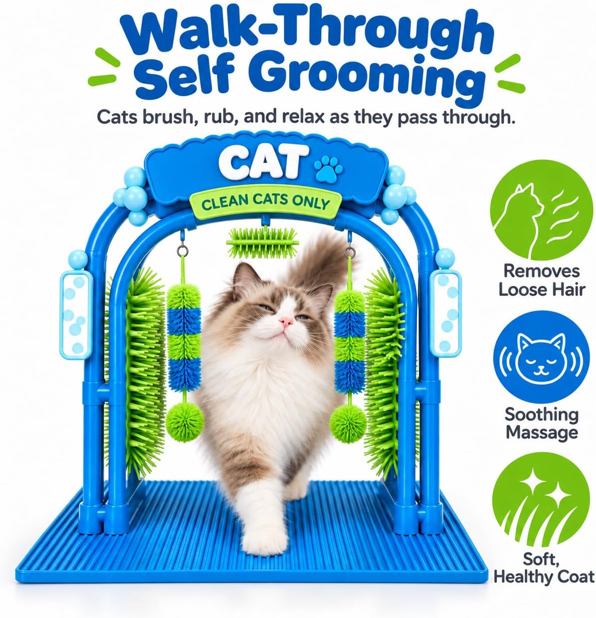 Cat Grooming Wash Station, Self Grooming Arch Scratcher，1 Pcs