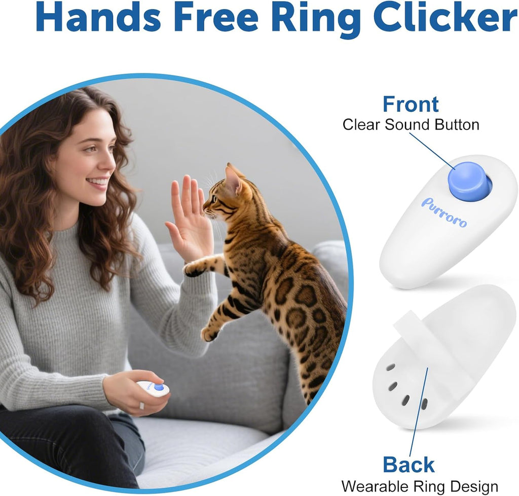 Cat Training Clicker Kit – Includes Finger Clicker and Target Stick – Perfect for Positive Reinforcement, Behavior & Obe