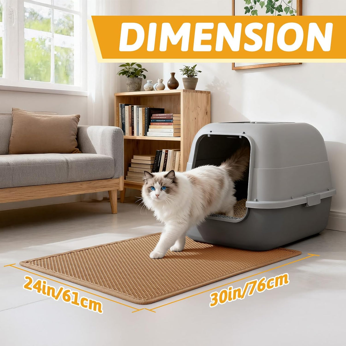Pieviev Litter Mat, Double-Layer Waterproof Litter Trap, 30" x 24" Brown