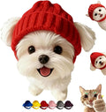 Dog Beanie Hat with Ear Holes, Dog Winter Hats for Small Dogs, Cozy Soft Knitted Hat Pet Cap for Halloween Christmas Cos