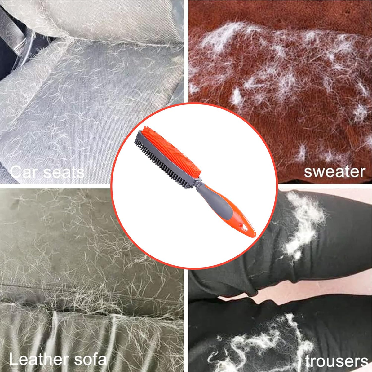 Premium Rubber Pet Hair Brush - Removes Hair from Couches & Pets' Coats O