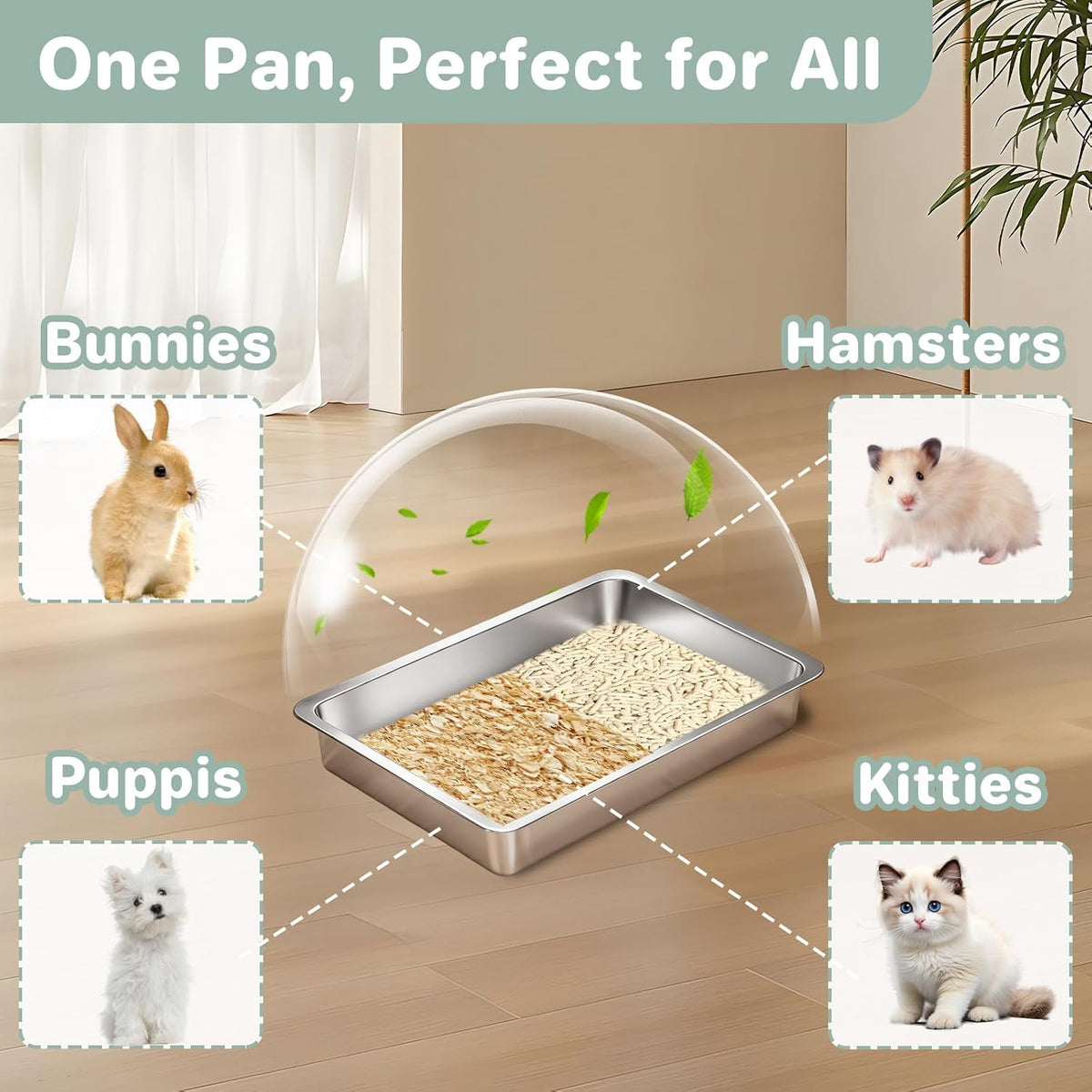 Low Entry Stainless Steel Cat Litter Box for Kittens Small cat, Metal Shallow Kitty Litter Box, Easy Access Kitty Litter