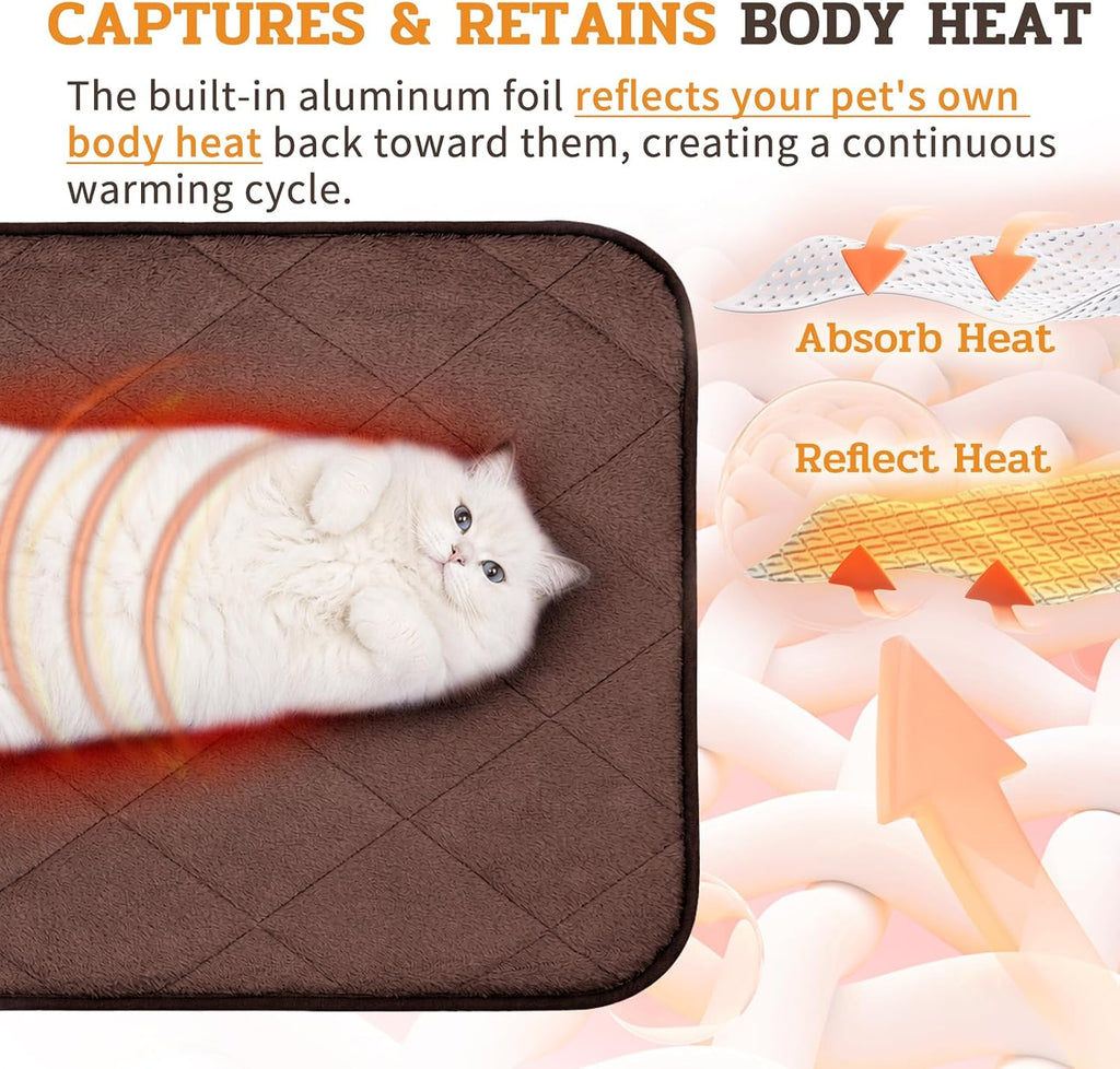 NWK Self Warming Thermal Pet Mat for Dogs and Cats (Coffee Brown, Small)