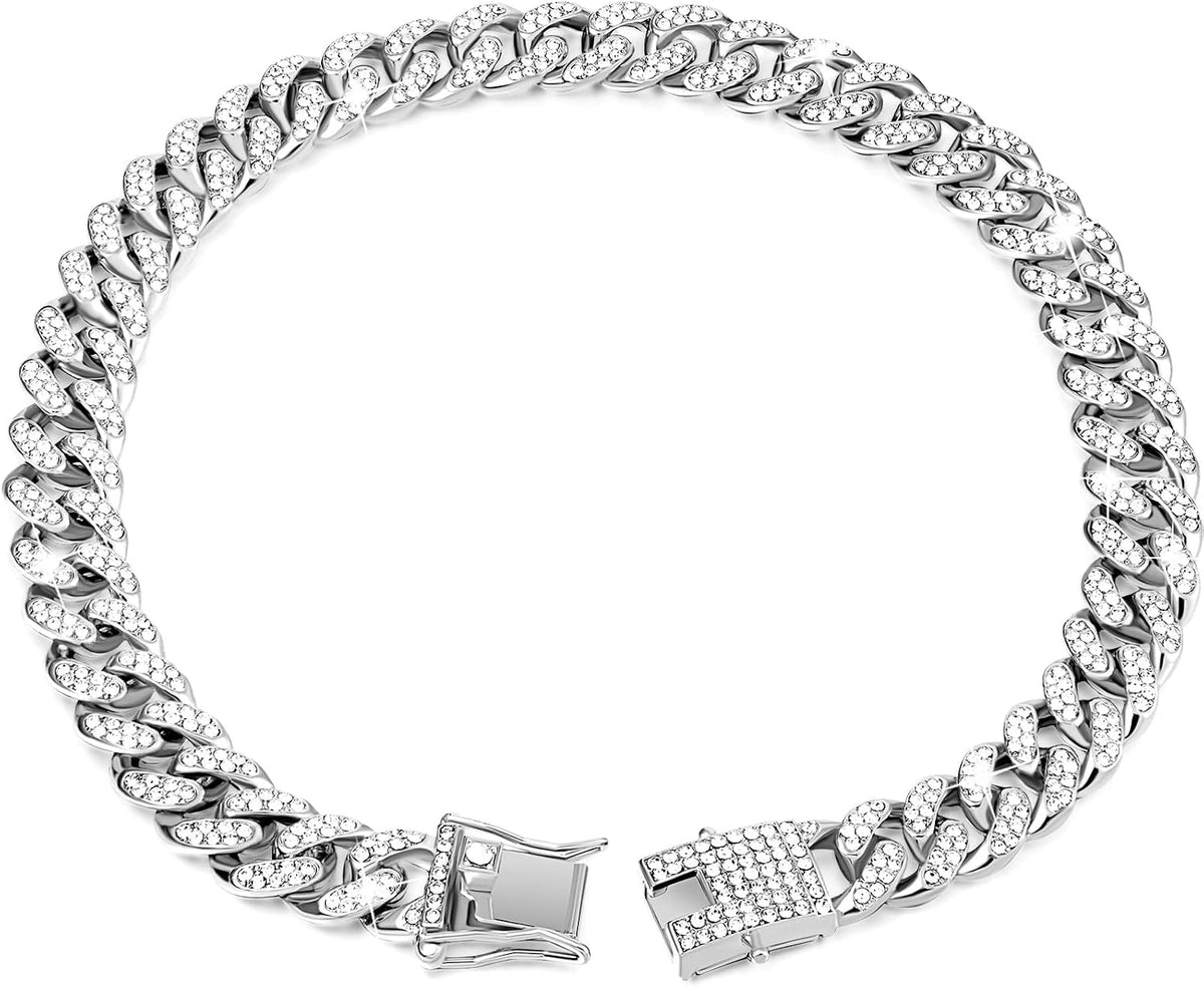 Dog Chain Cuban Dog Collar Pet Chain Necklace, 10 Inch, Gold