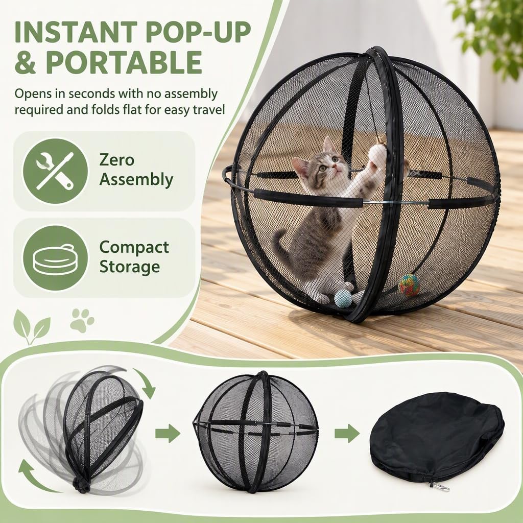 Cat Hamster Ball for Outside, Outdoor Cat Ball Enclosure Rolling