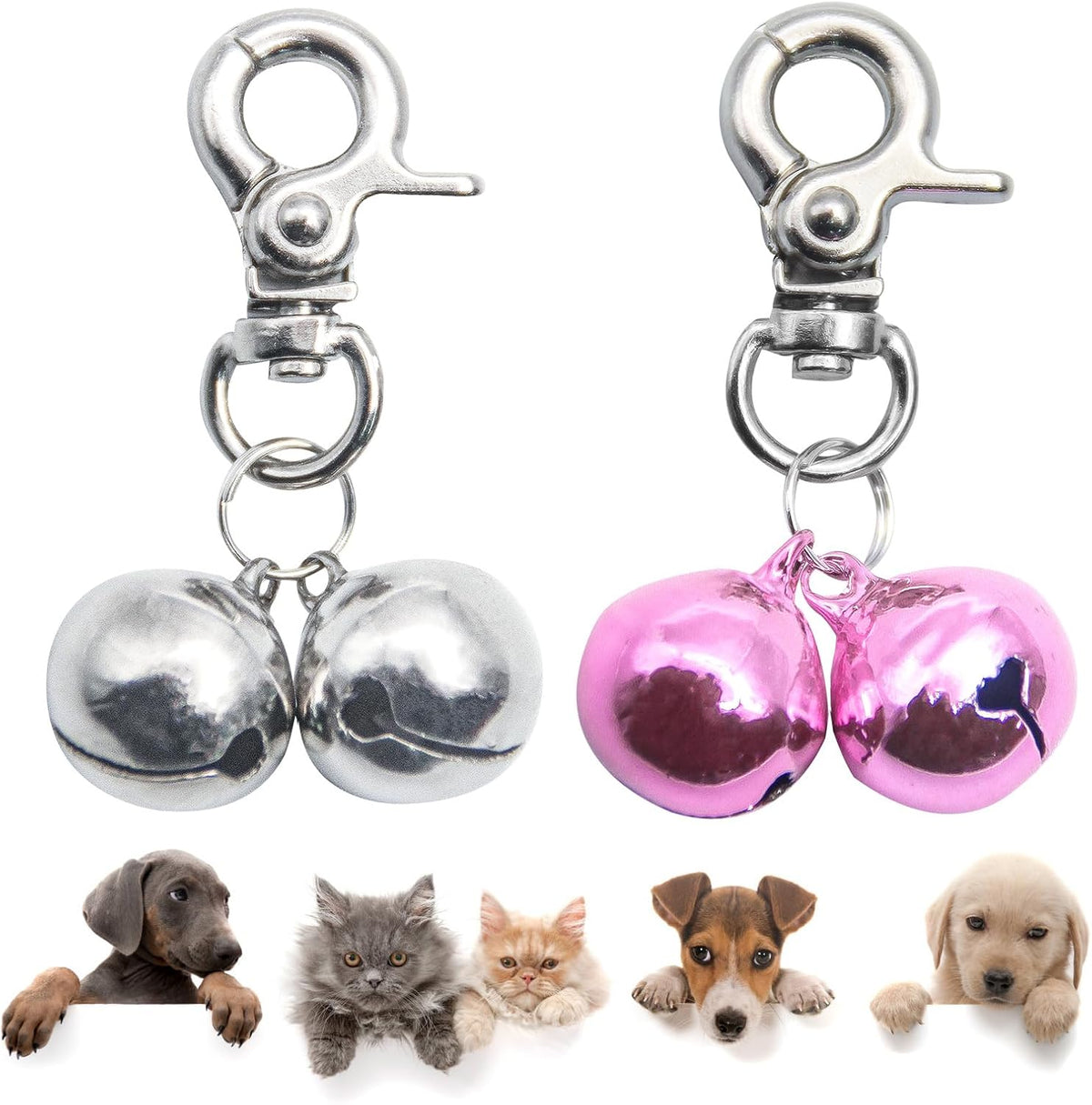 Bells for Dog Collars - 2 Pack Pet Hanging Ring Bell Accessories for Dog & Cat, Pet Pendant Collar Charm with Heavy Duty