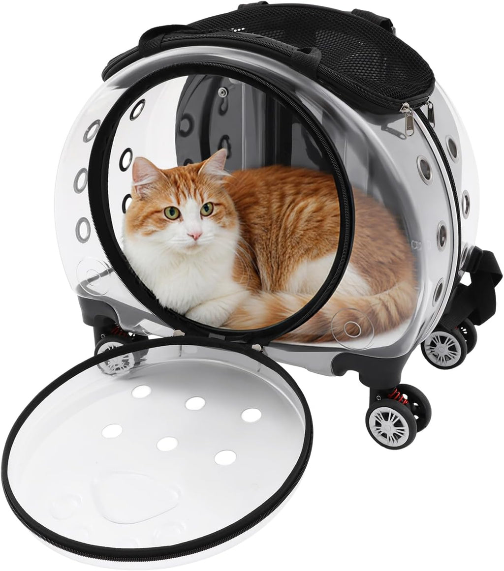 Pet Trolley Case with Shock-Absorbing Wheels, Pet Backpack Carrier(Pink)