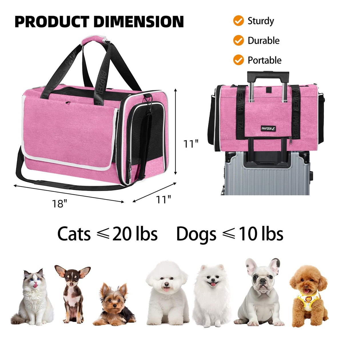 Cat Carrier for Travel, Soft-Sided, Top Loading, Privacy Curtain, to 20 lbs