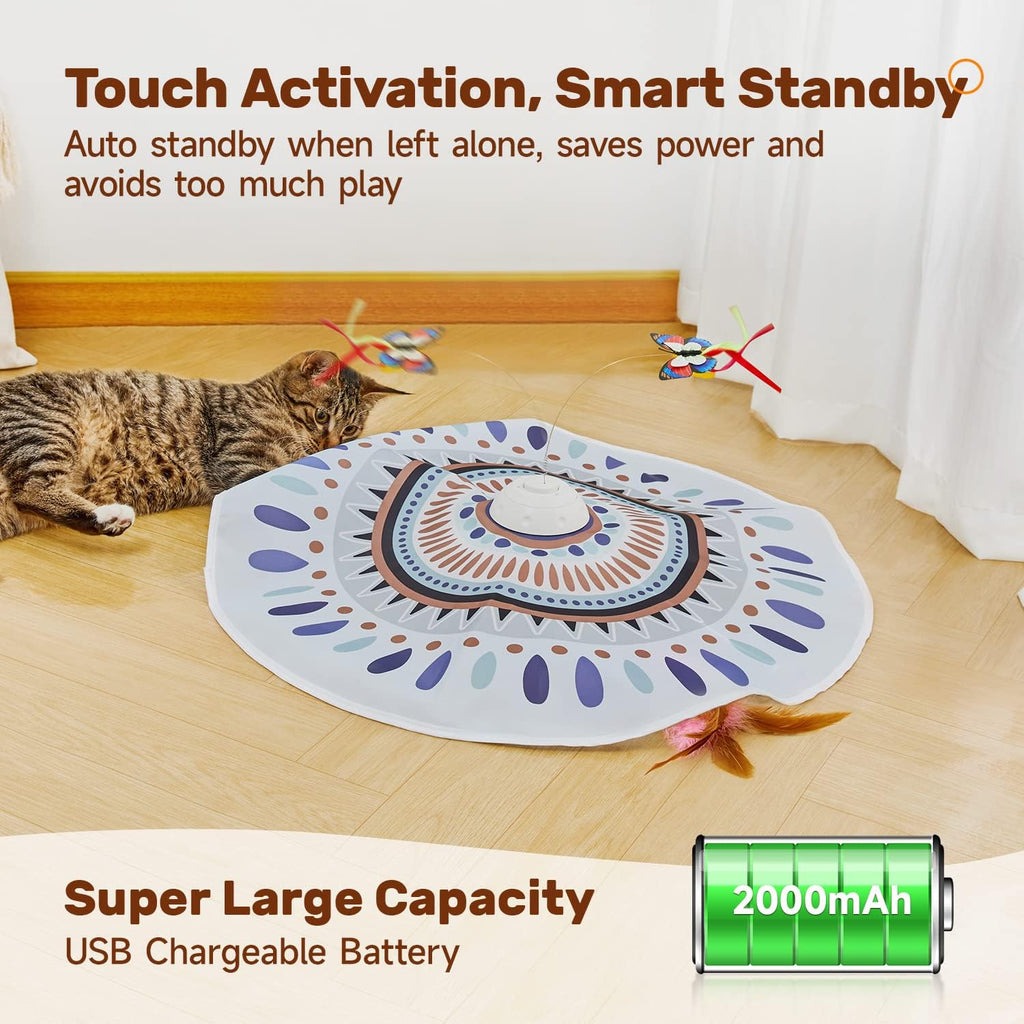 Potaroma Cat Toys Chargeable, 3in1 Hide and Seek for Kittens, Interactive Automatic Play, Fluttering Butterfly, Moving W