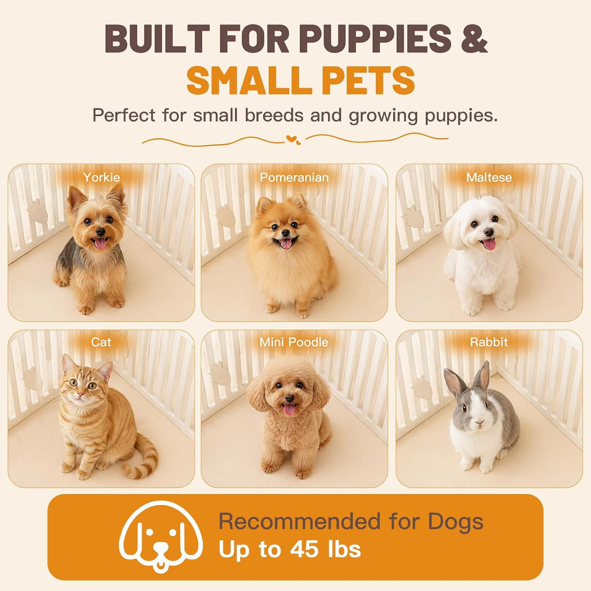 Dog Playpen Indoor with Door, 10-Panel 25.6" Tall Dog Play Pen, Easy-Assembly Plastic Puppy Playpen Fence for Dogs, Pet 